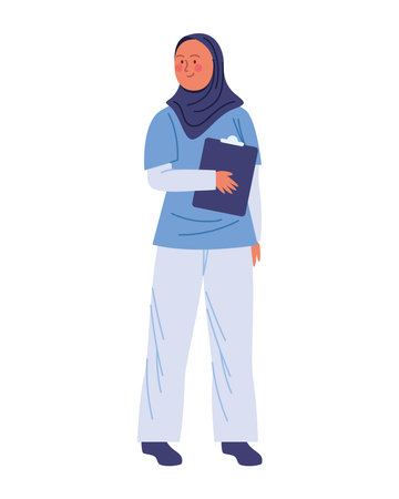 Doctor Hijab Professional Woman in uniformのイラスト素材
