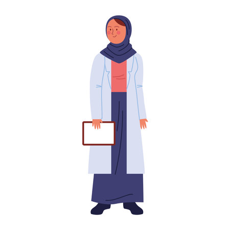 Doctor Hijab Medical consultant holding documentsのイラスト素材