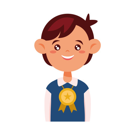 Best Student proudly wearing a gold medalのイラスト素材