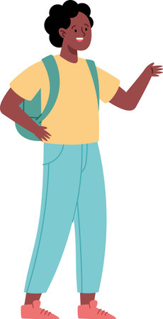 Student Talking Confident gesturing during discussionのイラスト素材