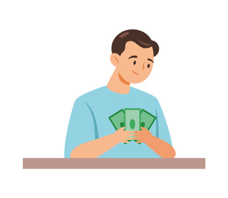 counting money man with cashのイラスト素材