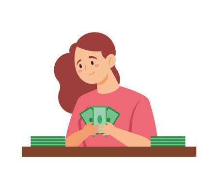 counting money person with savingsのイラスト素材