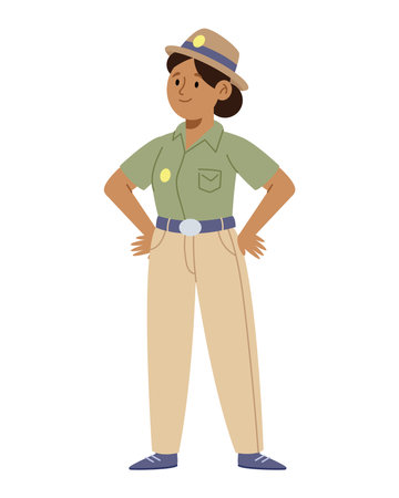 Indian Police Strong Female standingのイラスト素材