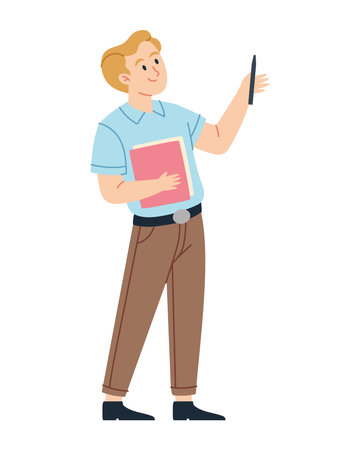 teacher drawing man drawing in a bookのイラスト素材