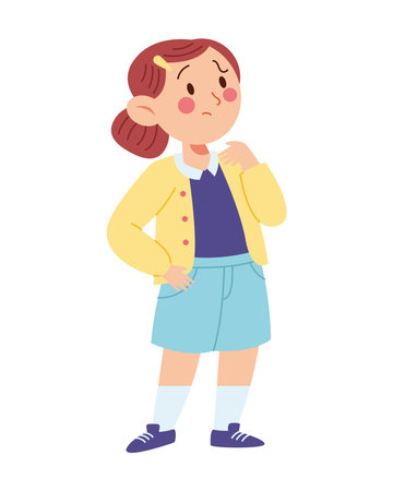 Student Thinking standing doubtful expressionのイラスト素材