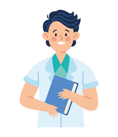 Nursing Student Smiling male holding bookのイラスト素材