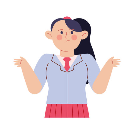 Confused student and doubtful facial expressionのイラスト素材