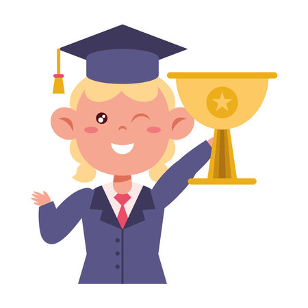 Best Student Happy graduate holding trophyのイラスト素材