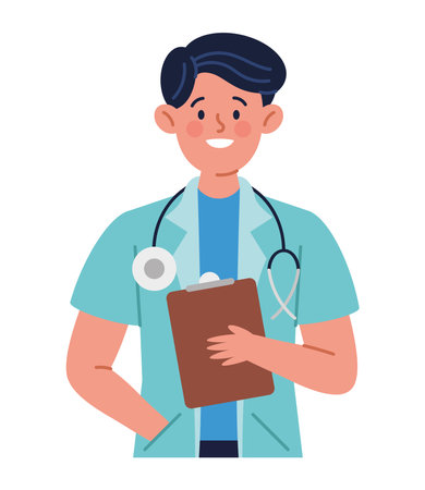 Nursing Student Male Character with stethoscopeのイラスト素材