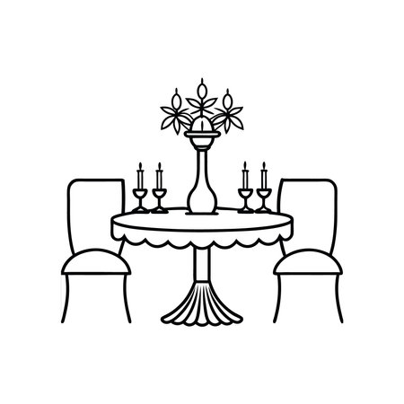 wedding table with candles and decorのイラスト素材