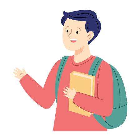 Student Talking Friendly Boy holding bookのイラスト素材