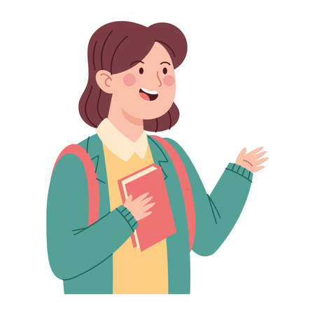 Student Talking Happy female and smilingのイラスト素材