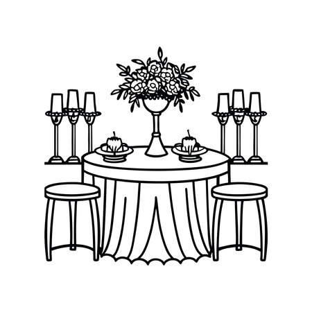 wedding table with floral arrangementのイラスト素材