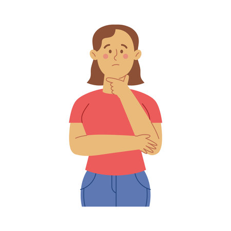 Person thinking with an uncertain facial expressionのイラスト素材