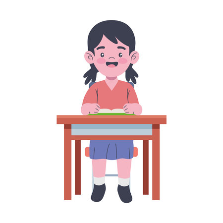 Student at Desk Speakingのイラスト素材