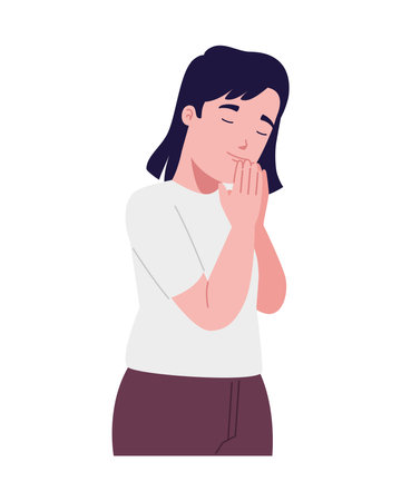 Student Praying Worshipのイラスト素材