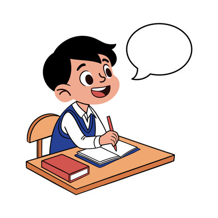 Student Talking at Deskのイラスト素材