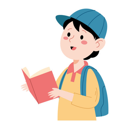 Student Talking Male reading a bookのイラスト素材
