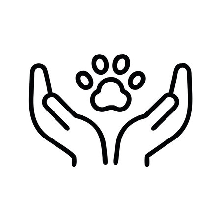 Pet adoption icon hands showing animal protectionのイラスト素材