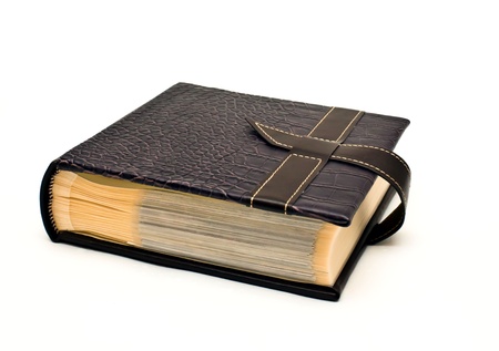 Notebook in leather coverの写真素材