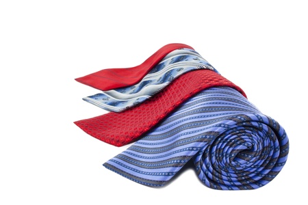 Some multi-colored man's ties over white backgroundの写真素材