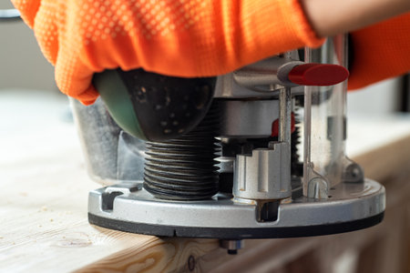 Processing a wooden blank using a hand router.