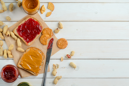 Fantastic peanut butter sandwichの写真素材