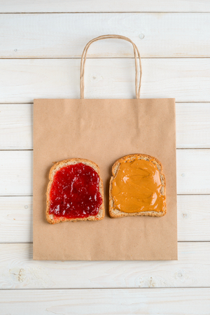 Tasty sandwich on paper bagの写真素材