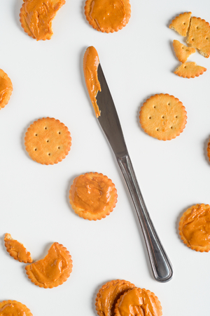 Fantastic crackers with peanut butterの写真素材