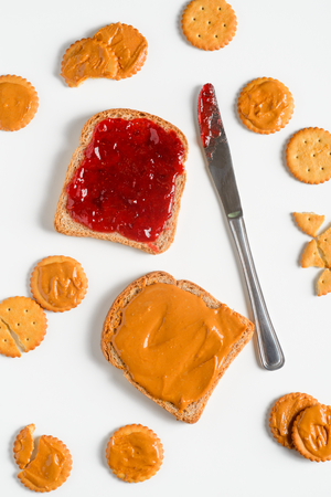 Yummy traditional peanut butter sandwichの写真素材