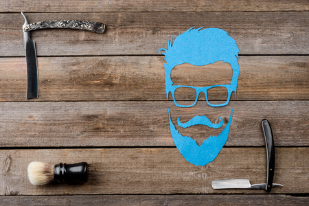 Brush and male silhouetteの写真素材