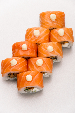 Yummy rolls with nice decorationの写真素材