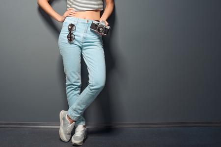 Trendy girl in casual clothesの写真素材
