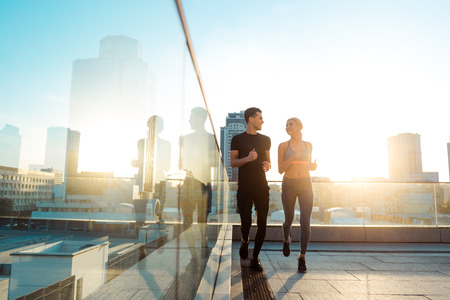 Running couple in the city