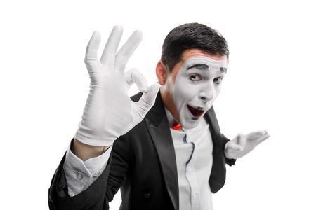Male mime showing OK gestureの写真素材