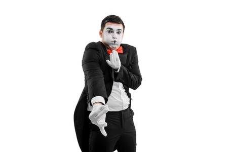 Man playing on invisible tromboneの写真素材