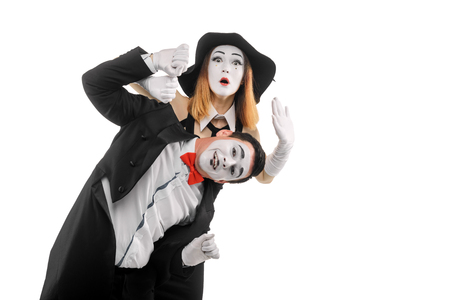 Comedy show of two mimesの写真素材