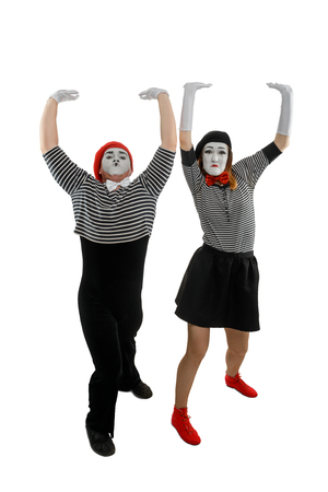 Funny mimes, isolated on whiteの写真素材