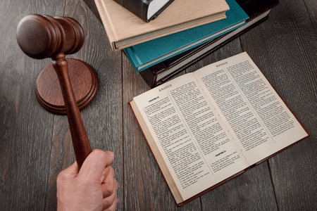 Judge swinging a gavel