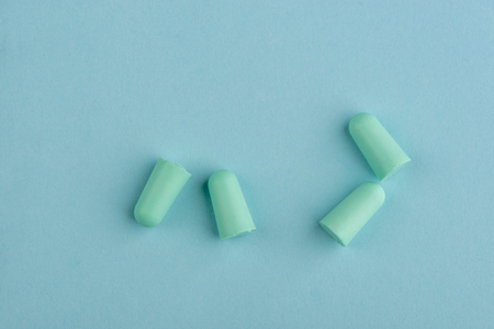 Two pairs of green earplugsの写真素材