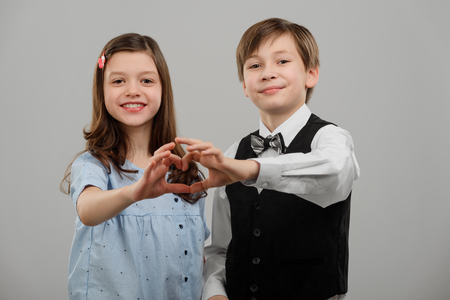 Little girl and boyの写真素材