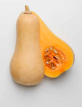 Halves of split squash pumpkinの写真素材