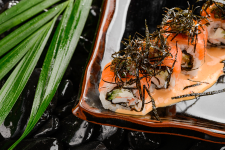 Close up on sushi rollsの写真素材