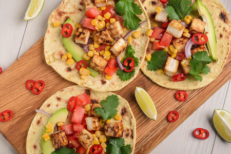 Making of vegetarian tacosの写真素材