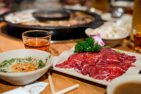 Raw meat slicesの写真素材