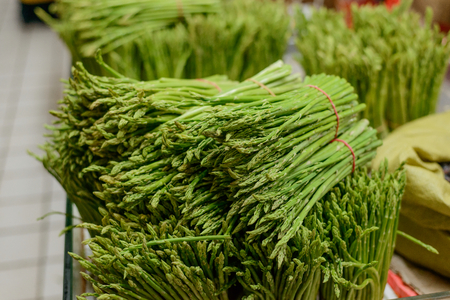 Bunches of fresh asparagusの写真素材