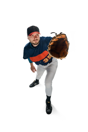 Pitcher cathes a ball