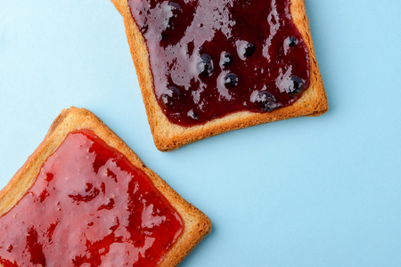 Closeup on toast with jam