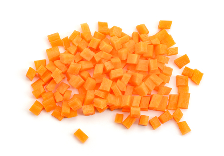 Chopped carrot on white backgroundの写真素材