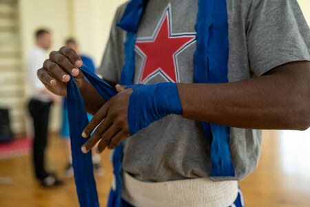 Fighter wrapping his handsの写真素材